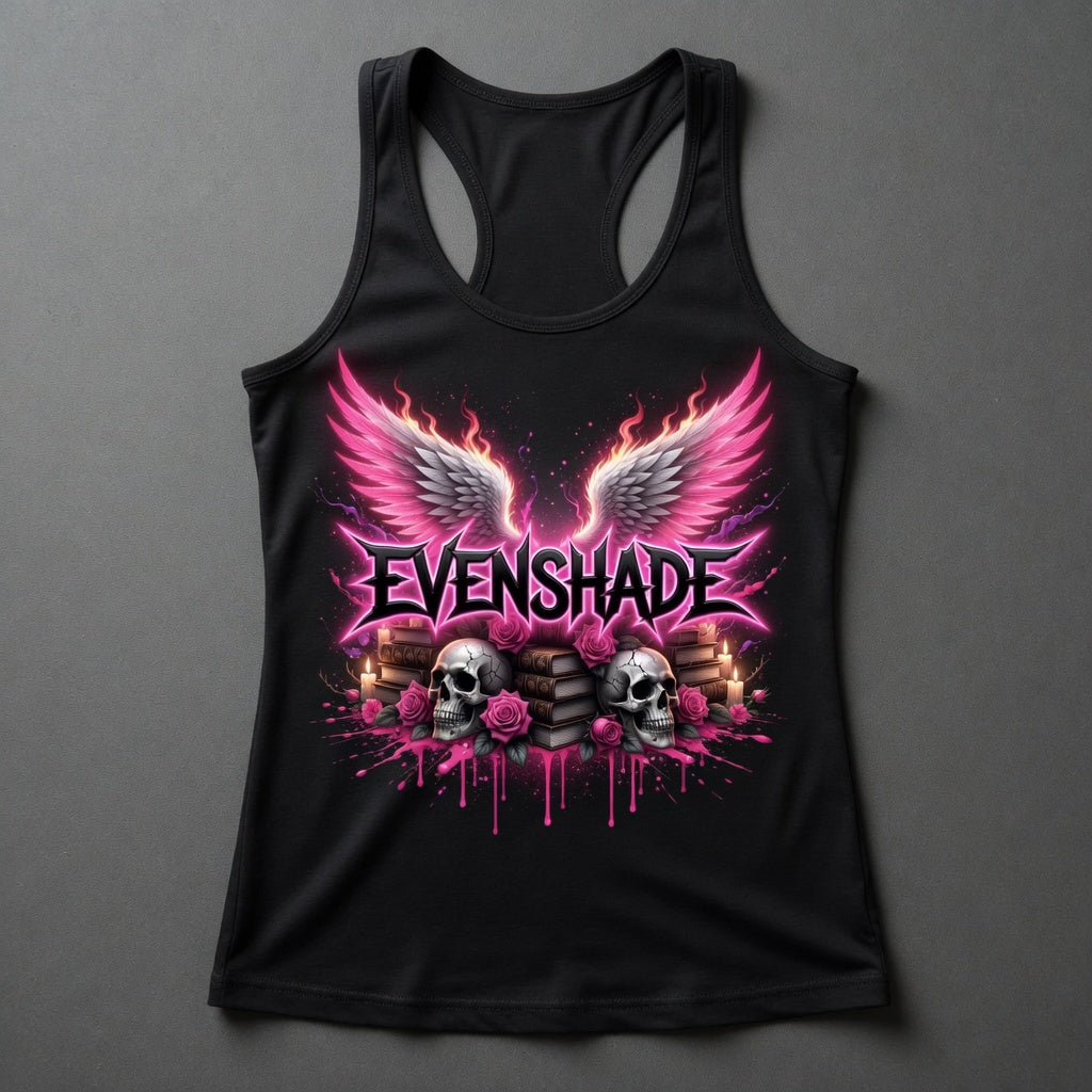 Evenshade Skull & Wings Women's Racerba-ck Tank Top – Black